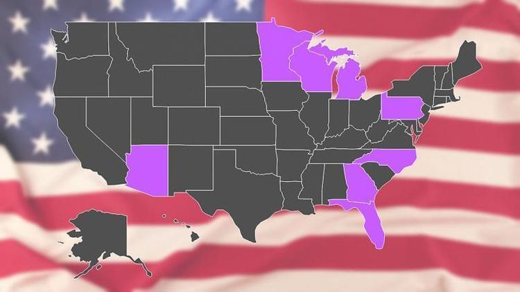 موقعیت ترامپ و بایدن در 8 ایالت مشخص کننده چگونه است؟